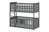 Stable bunk bed in graphite grey with ladder and high fall protection on both levels, modern design.