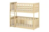 Solid wood bunk bed for children in natural pine with high fall protection and ladder.