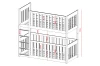 Technical sketch with dimensions for the children's bunk bed: 175 cm height and safety details.