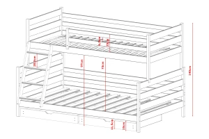 FRANZ 120x200/90x200 Graphit Etagenbett Deine Möbel