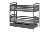 Bunk bed in grey made of pine wood with two practical drawers for the children's room.