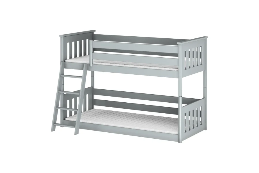 Modernes graues Etagenbett aus Massivholz für das Kinderzimmer.