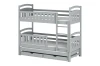 Graues Etagenbett für 3 Personen mit Ausziehbett und Schubladen, Massivholz-Design für Kinderzimmer.