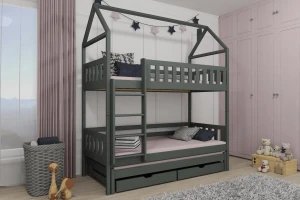 JERRY 90x200 Graphit Etagenbett Hausbett Deine Möbel