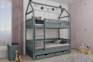 JERRY 90x200 Aschgrau Etagenbett Hausbett Deine Möbel