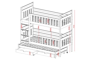KAJA 90x200 Aschgrau Etagenbett Deine Möbel