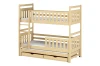 Modernes Etagenbett aus Kiefer Natur für drei Kinder mit Rausfallschutz, Leiter und Stauraum.