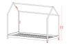 Technische Zeichnung Kinderhausbett mit Maßen: Höhe 157 cm, Einstiegshöhe 10 cm.