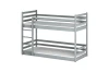 Modern grey bunk bed made of wood, isolated on a white background for the children's room.