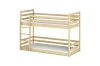 Stable bunk bed made of light pine wood with ladder for the children's room, simple natural design.