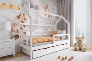 OLGA 90x200 Weiß Kinderbett Hausbett Deine Möbel