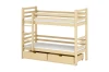 Etagenbett aus Kiefernholz mit Leiter und zwei praktischen Bettschubladen für Stauraum, Natur-Finish.