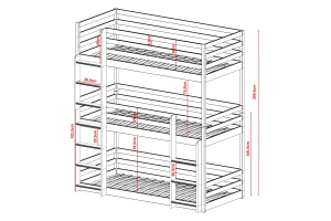 THOMAS 90x200 Aschgrau Etagenbett Deine Möbel