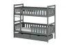 Graues Etagenbett aus Massivholz mit zwei Schubladen für das Kinderzimmer.