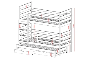 TOMI 90x200 Aschgrau Etagenbett Deine Möbel