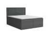 Stilvolles Boxspringbett in Graphit mit gestepptem Kopfteil und weißer Matratze.