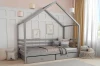 Modernes graues Hausbett aus Massivholz mit zwei Bettschubladen.