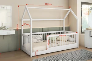 GINA 90x200 Kiefer Hausbett Einzelbett Kinderbett Bodenbett aus Massivholz Deine Möbel