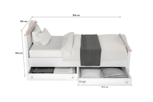 L-LU08 90x200 Weiß + Pink Kinderbett Jugendbett Einzelbett Deine Möbel