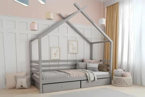 MOON 120x200 Rosa Hausbett Einzelbett mit Schubladen Deine Möbel