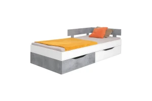 SIMON S16 120x200 Weiß + Grau Kinderbett Einzelbett mit Schubladen Deine Möbel