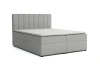 Hellgraues Boxspringbett mit Bettkasten und gestepptem Kopfteil