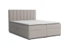 Beiges Boxspringbett mit Bettkasten und gestepptem Kopfteil