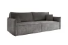 Elegantes Schlafsofa in Anthrazit mit strukturiertem Stoff und passenden Kissen, Seitenansicht.