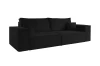 Schwarzes Cord-Sofa Pedro mit breiten Armlehnen und passenden Kissen für das Wohnzimmer.