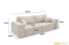 Maßangaben für das Sofa Pedro: Breite 255 cm, Tiefe 105 cm, Sitzhöhe 40 cm und Gesamthöhe 70 cm.
