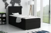Schwarzes Boxspringbett 90x200 cm im modern eingerichteten Schlafzimmer.