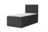 Seitenansicht eines schwarzen Boxspringbetts mit minimalistischem Design.