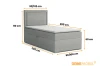 Maße für Boxspringbett ALA in Grau – 90x200 cm bis 100x200 cm