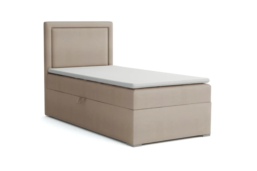 Elegantes Boxspringbett ALA in Beige mit gepolstertem Kopfteil