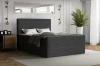 Anthrazitfarbenes Boxspringbett mit Cord-Optik im stilvollen Schlafzimmer.