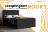 Schwarzes Boxspringbett Rocky stilvoll im modern eingerichteten Schlafzimmer präsentiert.