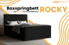 Schwarzes Boxspringbett Rocky aus Cord-Stoff, elegantes Design für modernen Schlafkomfort.