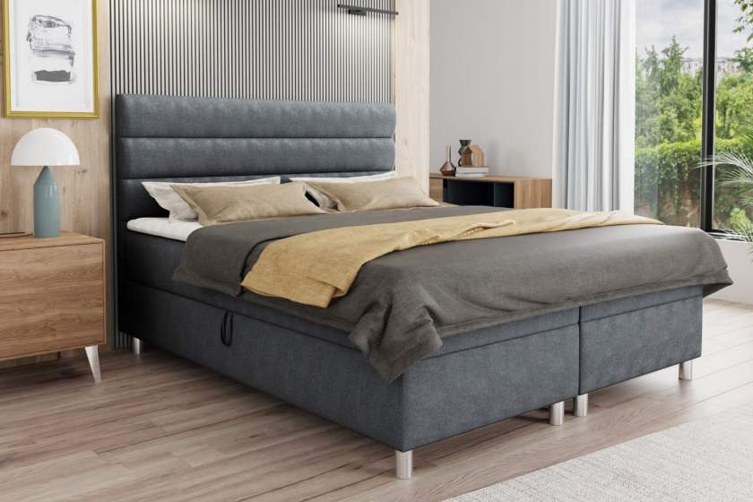 ANGEL 120x200 Velour Paros 6 Dunkelgrau Boxspringbett mit Bettkasten Deine Möbel