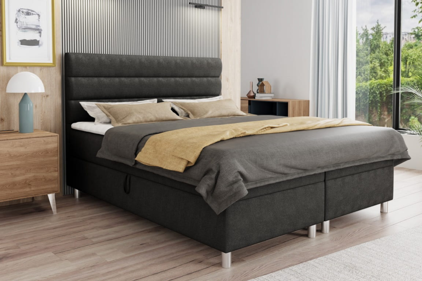 ANGEL 120x200 Velour Kronos 34 Anthrazit Boxspringbett mit Bettkasten Deine Möbel