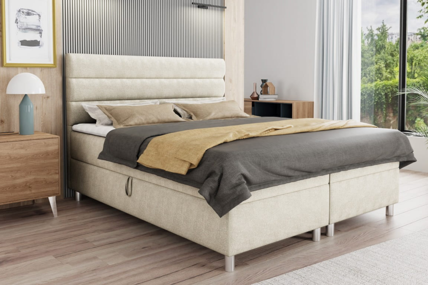 ANGEL 160x200 Velour Paros 2 Beige Boxspringbett mit Bettkasten Deine Möbel