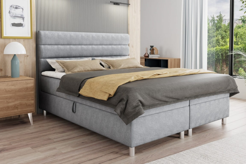 ANGEL 160x200 Velour Paros 5 Hellgrau Boxspringbett mit Bettkasten Deine Möbel