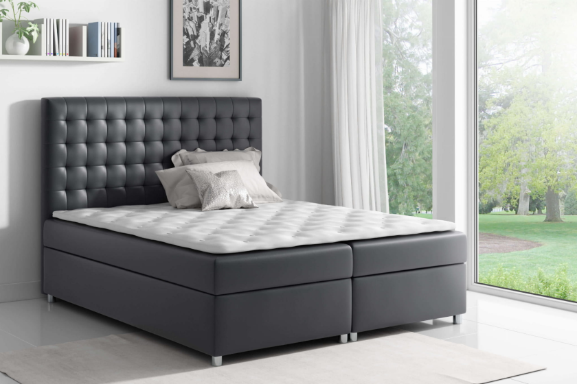 ARVED 200x200 Velour Jasmine 96 Anthrazit Boxspringbett mit Bettkasten Deine Möbel