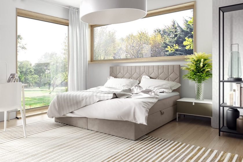 BELLA 5 160x200 Velour Fresh 2 Beige Boxspringbett mit Bettkasten Deine Möbel