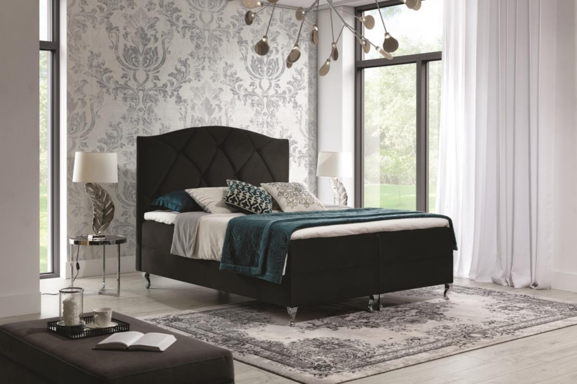 BOSTON 120x200 Velour Monolith 95 Anthrazit Boxspringbett mit Bettkasten Deine Möbel