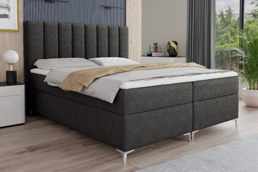 CARIN 120x200 Velour Kronos 34 Anthrazit Boxspringbett mit Bettkasten Deine Möbel