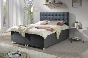 EDEN 120x200 Velour Paros 6 Grau Boxspringbett mit Bettkasten Deine Möbel