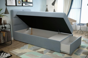 ELISA 100x200 Velour Trinity 14 Grau Boxspringbett mit Bettkasten Deine Möbel