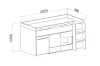 Technische Zeichnung eines Kinderhochbetts mit Maßen 2050x950x1055 mm in Millimetern.