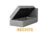 Graues Boxspringbett mit seitlichem Bettkasten, Öffnung rechts