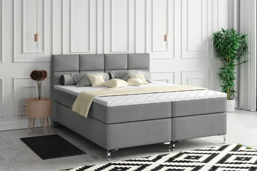 KENNY 140x200 Paros 5 Hellgrau Boxspringbett mit Bettkasten Deine Möbel